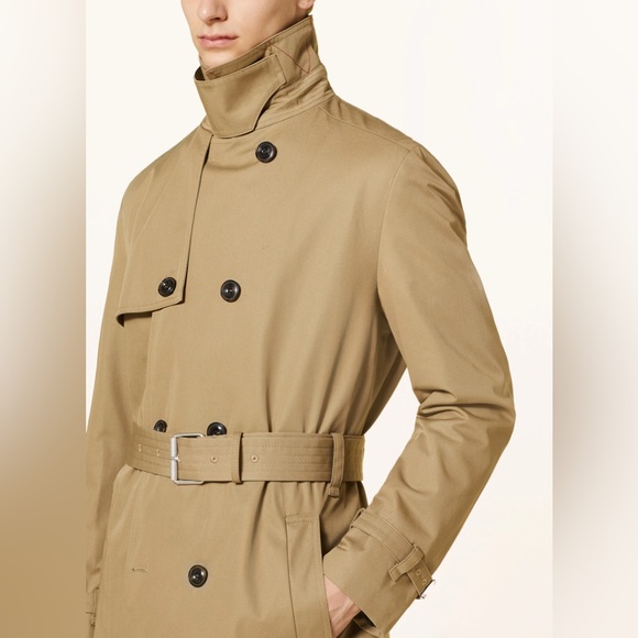 HUGO Maluks Khaki Trench Coat – Water-Repellent, Belted, Size 42R NWT - Picture 4 of 10